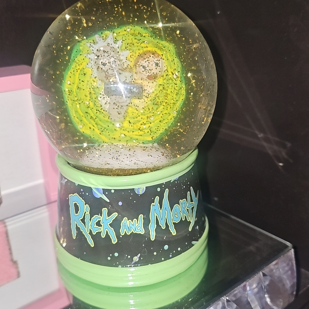 Cartoon Network Rick and Morty Green and Black Snow Globe